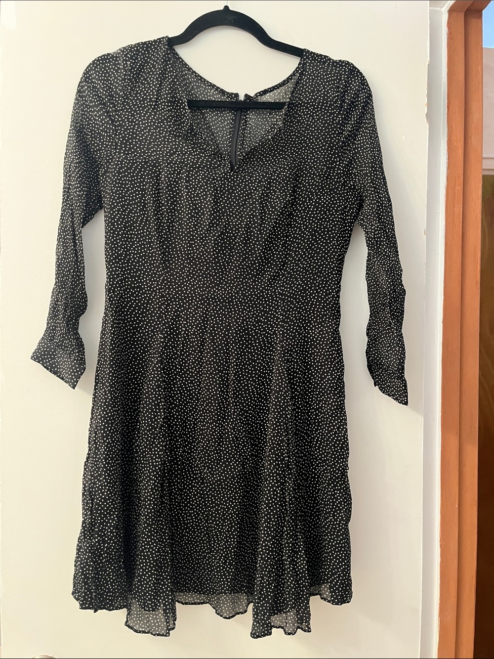 J. Crew Black Dress with White Dot Print - 100% silk
